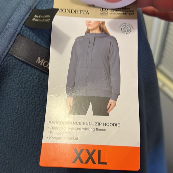 Mondetta Performance Full Zip Hoodie, slate blue color, size XXL - Picture 8 of 11